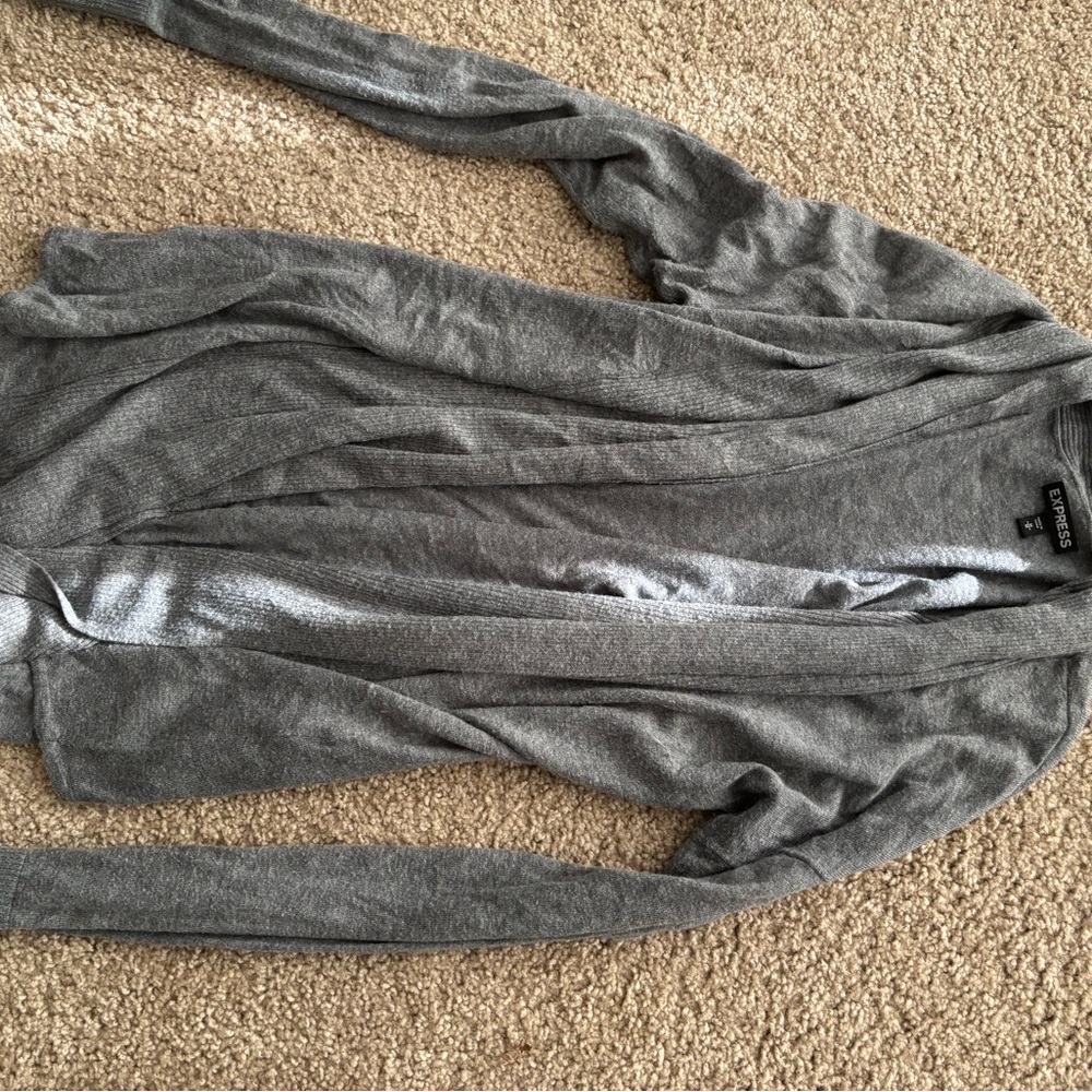 Express Heather Gray Knit Cardigan